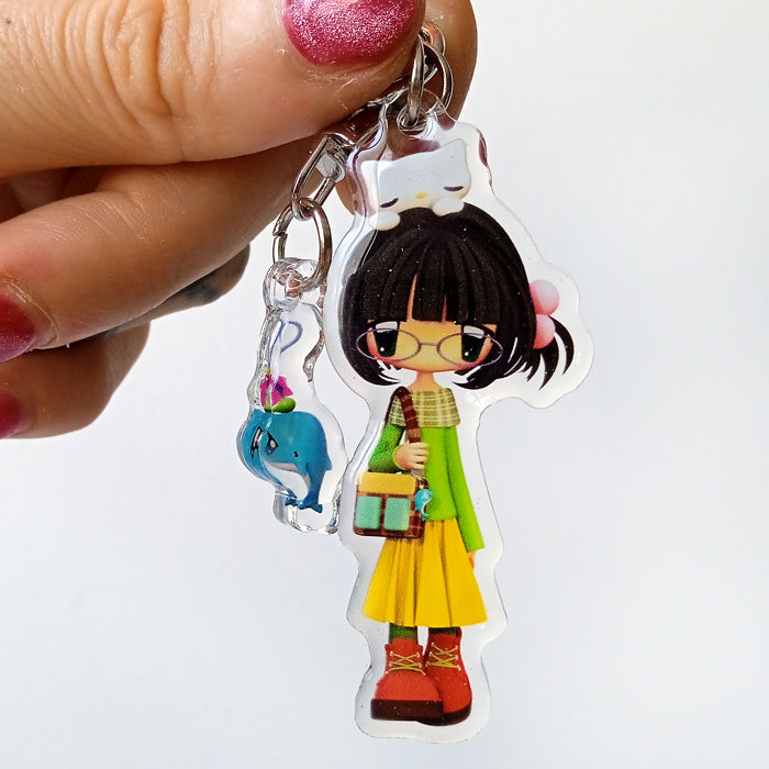HEISEI RETRO GIRL KEYCHAIN ★ DOLPHIN – CARAMEL RAIN