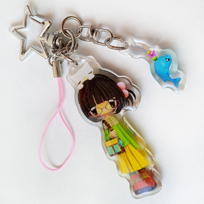 HEISEI RETRO GIRL KEYCHAIN ★ DOLPHIN – CARAMEL RAIN