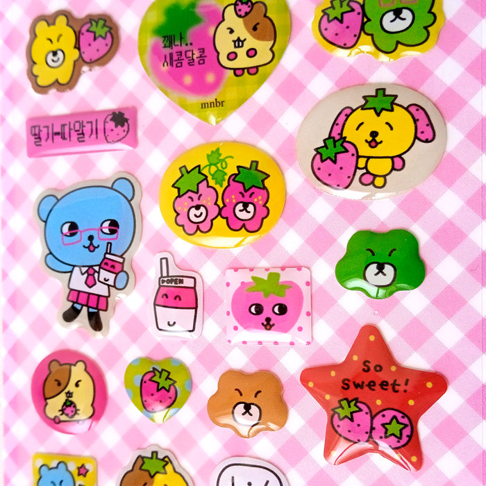 STRAWBERRY MINI BUBBLE STICKERS – MONANBEAR