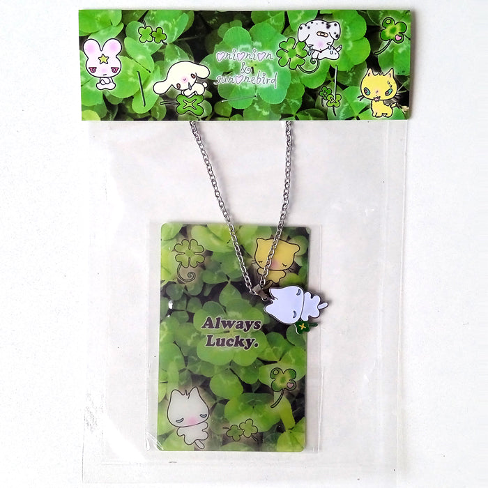 CLOVER NECKLACE ★ WHITE CAT – SUNONEBIRD
