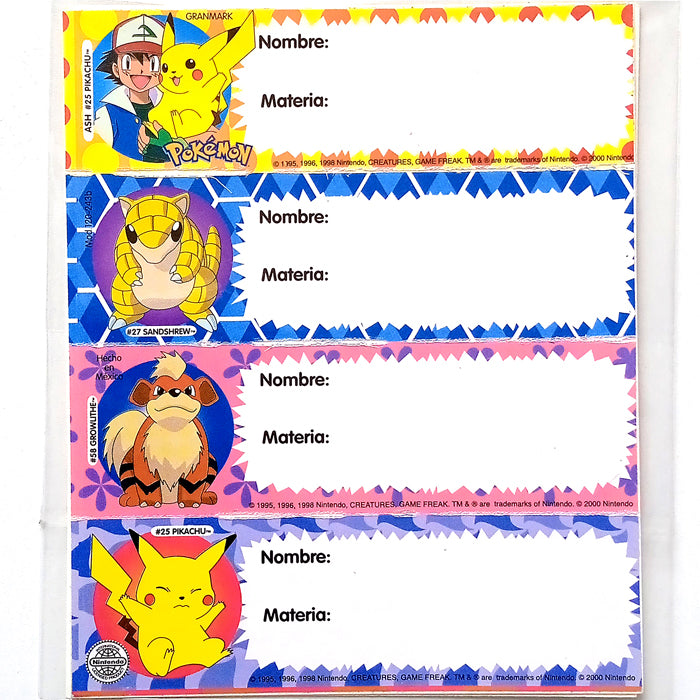 POKEMON LABEL STICKERS