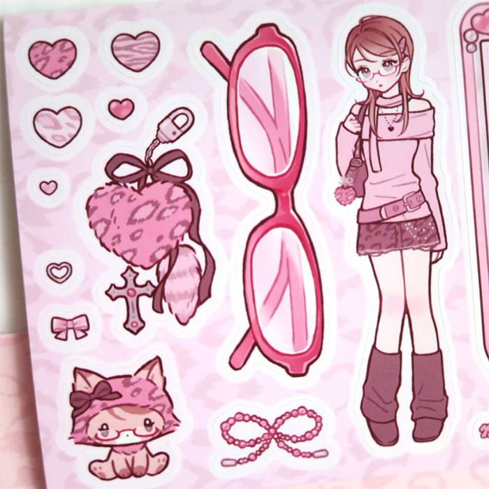 GLASSES GIRL STICKERS ★ PINK – MXX CLUB