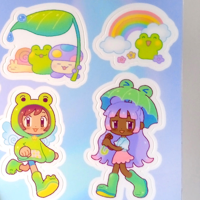 FROGS IN THE RAIN STICKERS – MOGUMU