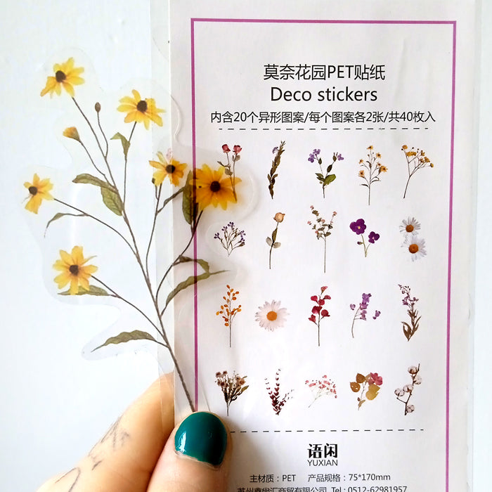PRESSED FLOWERS CLEAR STICKERS