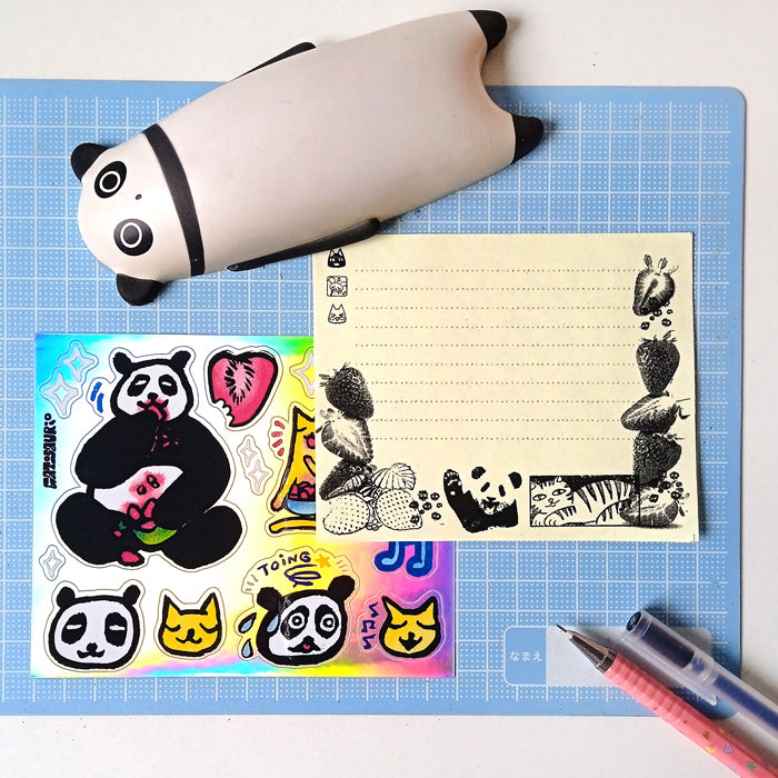 PANDA & CAT ★ STRAWBERRY STICKERS – INECHI