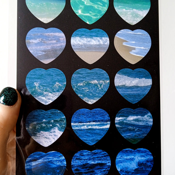 OCEAN HEART PHOTO STICKERS