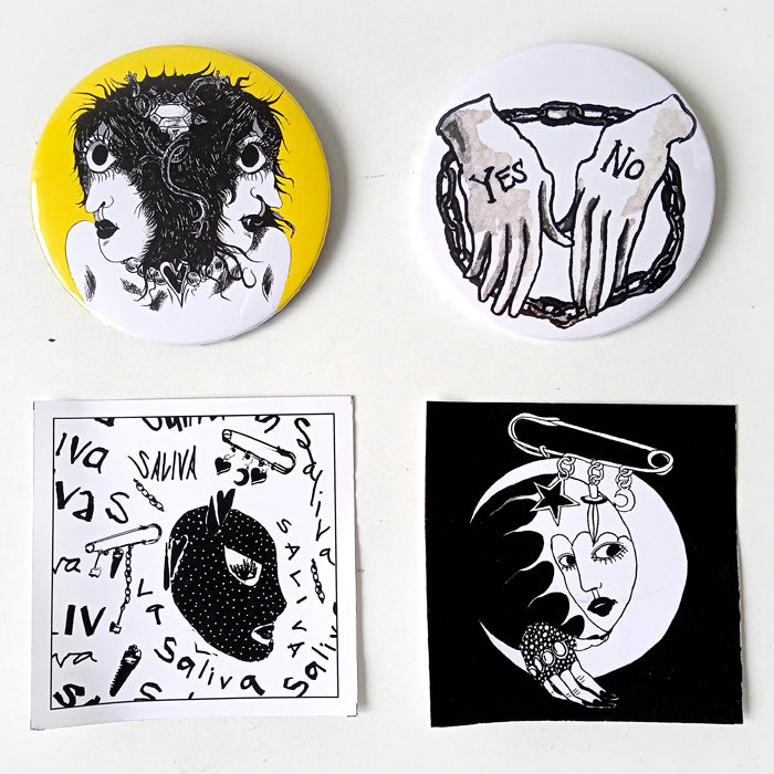 SALIVA XL BUTTON & STICKER SET – BERE MEDINA