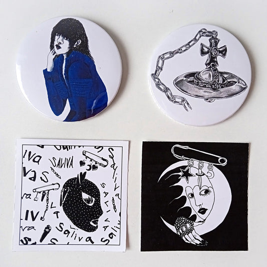 SALIVA XL BUTTON & STICKER SET – BERE MEDINA