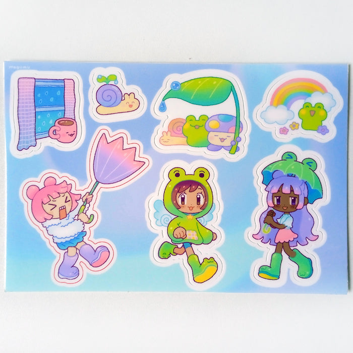 FROGS IN THE RAIN STICKERS – MOGUMU