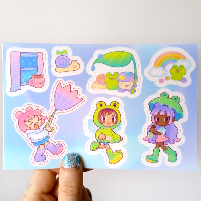 FROGS IN THE RAIN STICKERS – MOGUMU