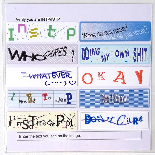 INTP/ISTP CAPTCHA STICKERS – MEITING