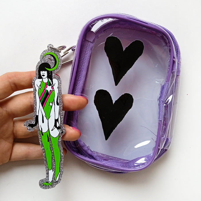 PURPLE HEARTS BAG & SWIMMER KEYCHAIN SET – BERE MEDINA