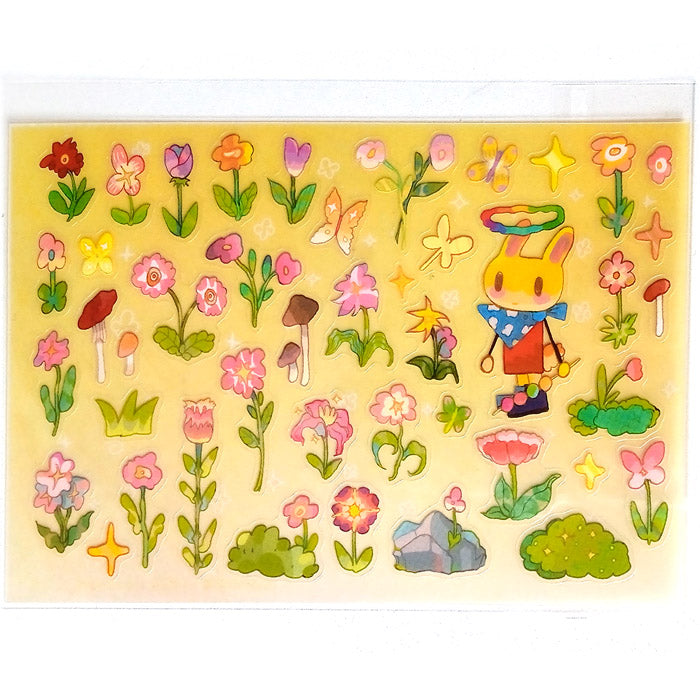 RABBIT FLOWERS STICKERS – 9 WATERS STREET