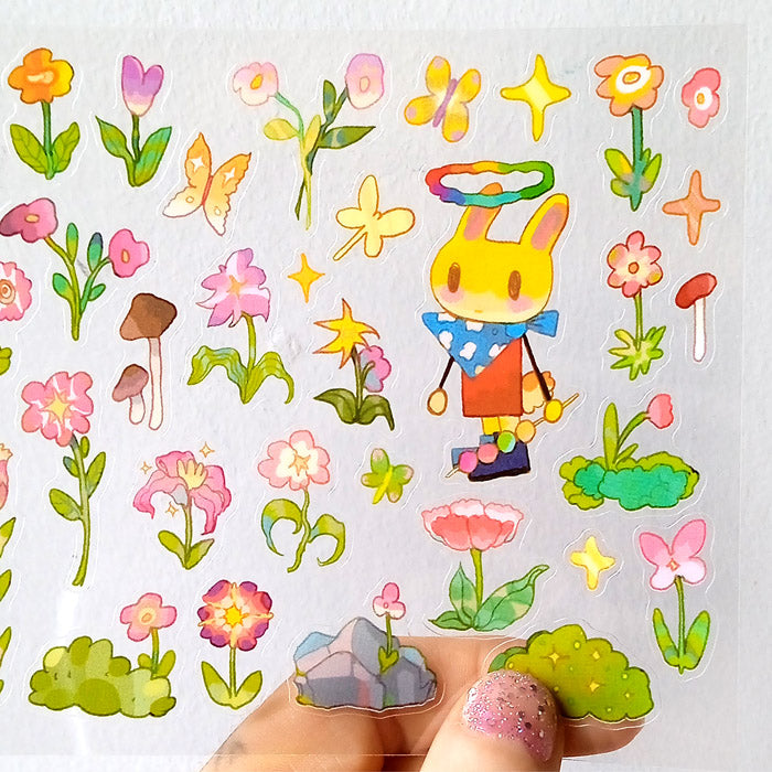 RABBIT FLOWERS STICKERS – 9 WATERS STREET