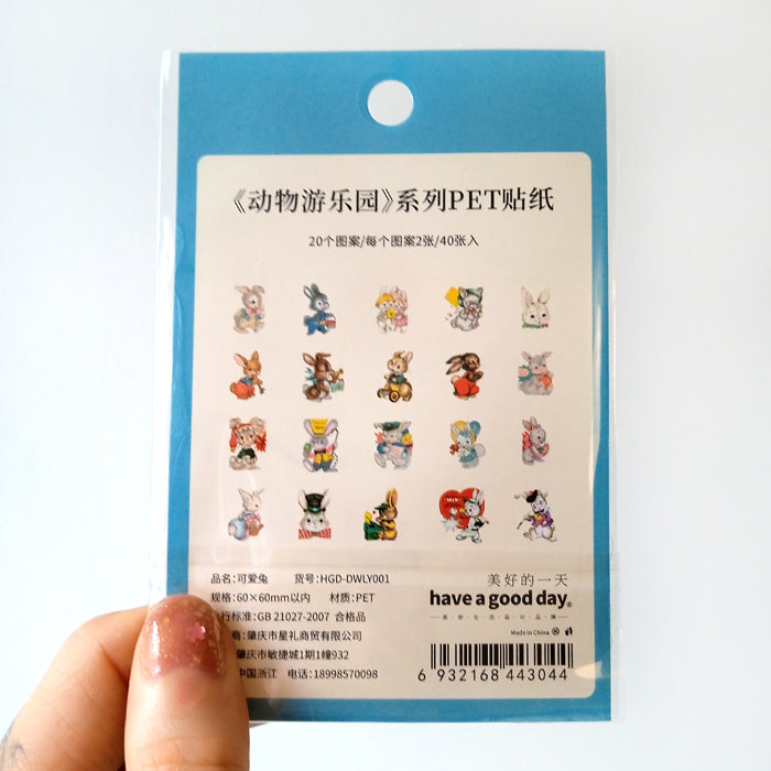 VINTAGE RABBIT CLEAR STICKERS