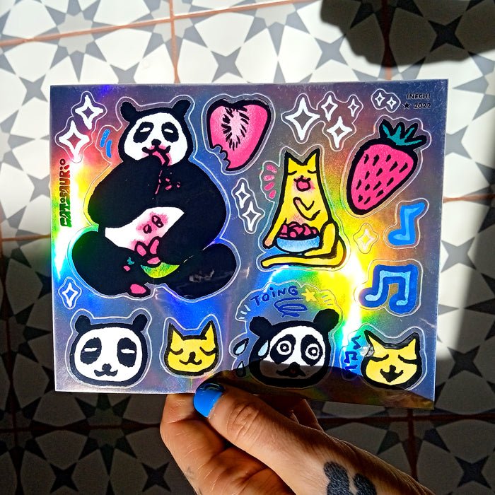 PANDA & CAT ★ STRAWBERRY STICKERS – INECHI