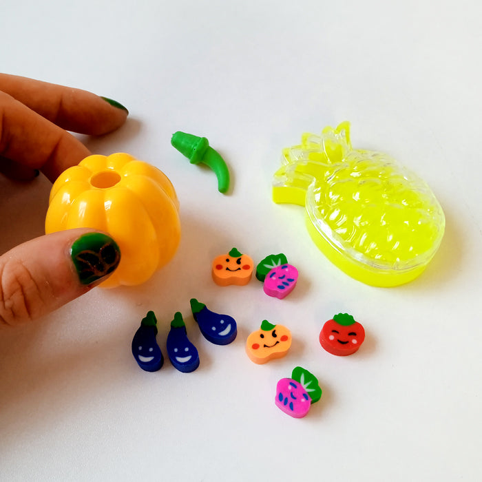 FRUIT & VEGGIE SHARPENER & ERASER SET