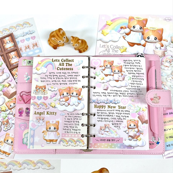 POETICO ANGEL KITTY STICKER & NOTES SET